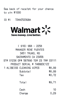 Receipt example