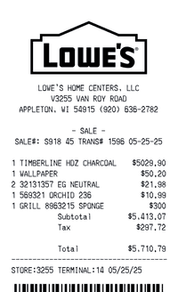 Receipt example