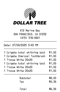 Receipt example