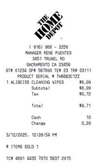 Receipt example