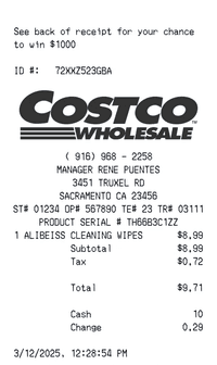 Receipt example