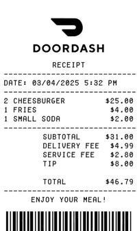 Receipt example
