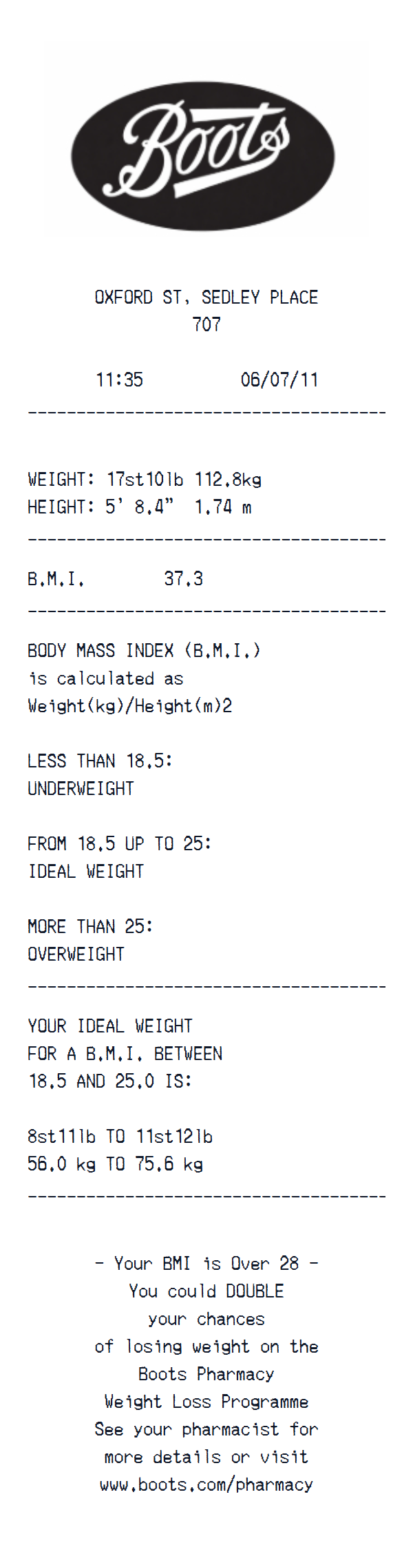 Boots receipt example