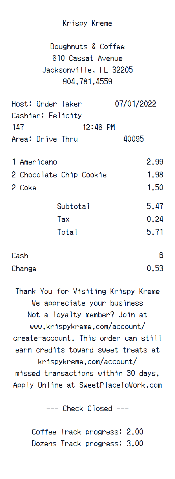 Krispy Kreme Receipt preview