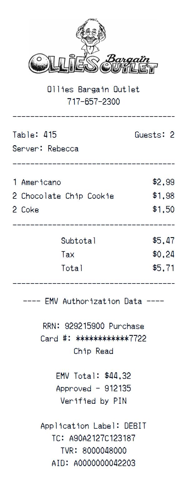 Ollie’s Bargain Outlet Receipt preview