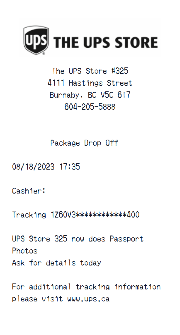 The UPS Store receipt example